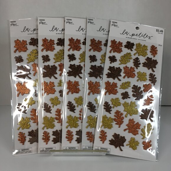 The Paper Studio Other - 3D Dimensional Glitter Fall Leaves Scrapbooking Stickers La Petites 5 Packs